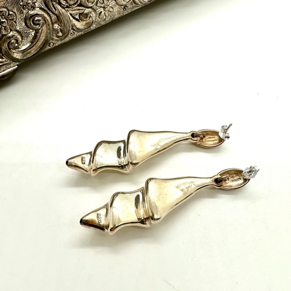 Vintage Modernist Electroform Silver Earrings - Picture 12 of 12